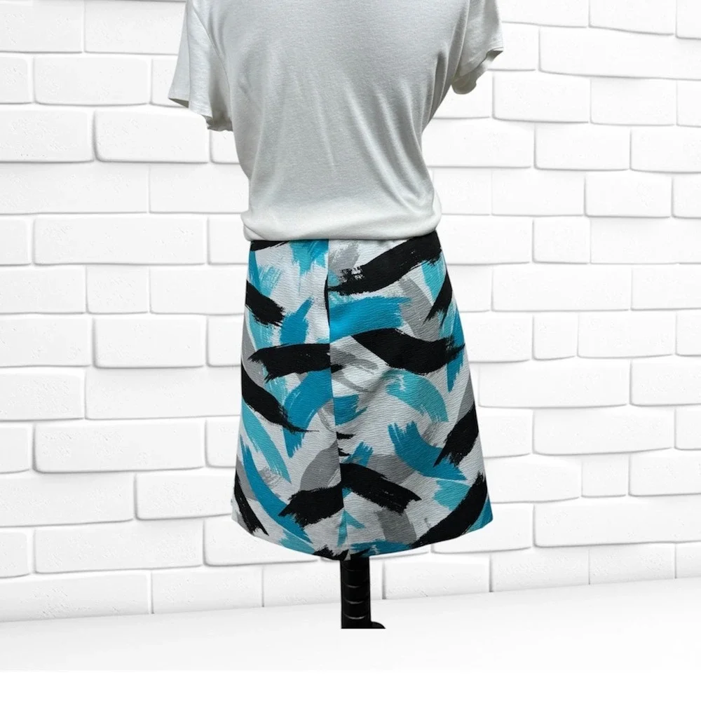 Kasper Womens Size‎ 12 Turquoise Abstract Brushstroke Textured Pencil Skirt NWT